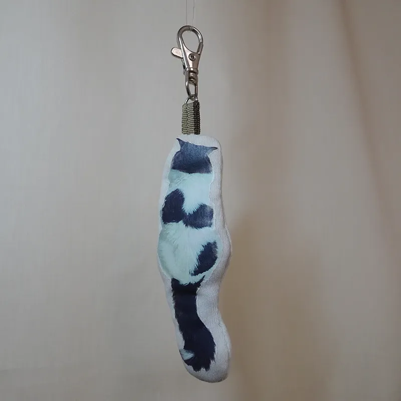猫の写真を熱転写し縫製した立体キーホルダー