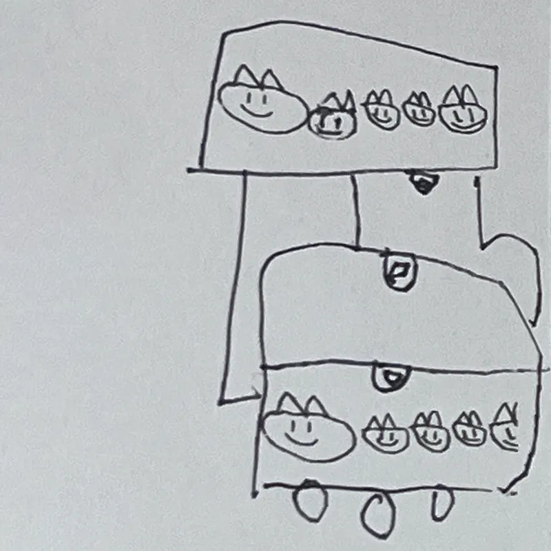 猫のイラストが描かれたボールペン画の原画